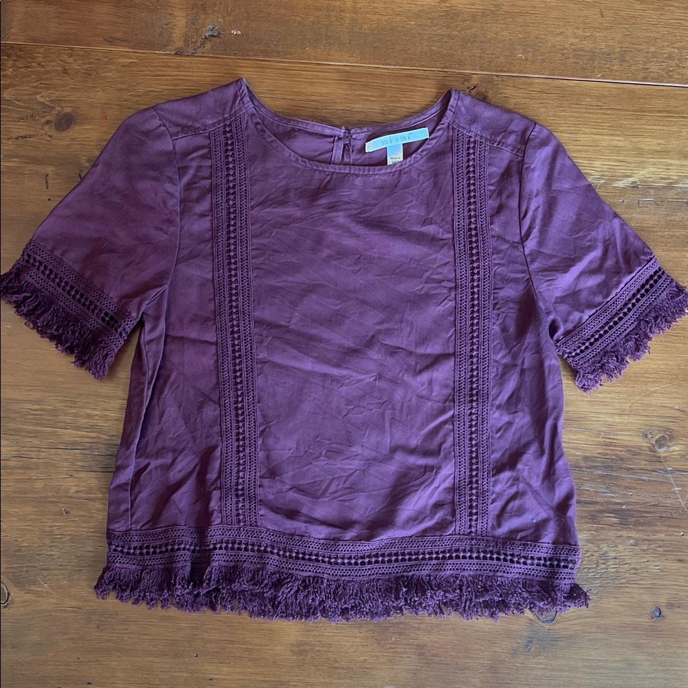 Miami Deep Purple Lace Trim Blouse